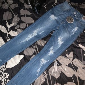 High waisted denim jeans